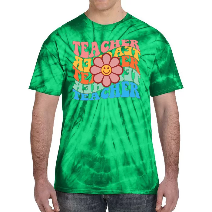 Retro Teacher Sunflower Tie-Dye T-Shirt