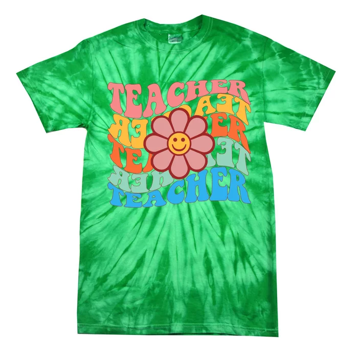 Retro Teacher Sunflower Tie-Dye T-Shirt