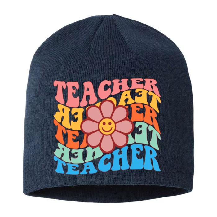 Retro Teacher Sunflower 8 1/2in Sustainable Knit Beanie