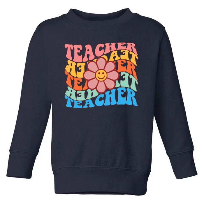 Retro Teacher Sunflower Toddler Sweatshirt