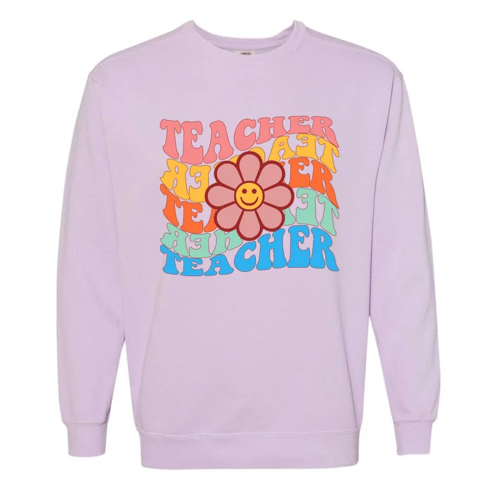 Retro Teacher Sunflower Garment-Dyed Sweatshirt