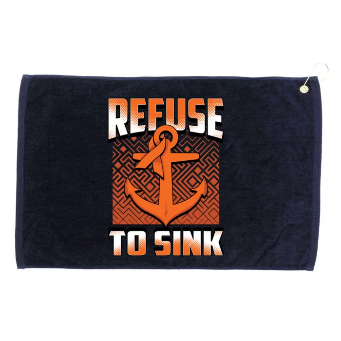 Refuse To Sink Leukemia Cancer Awareness Ribbon Funny Gift Grommeted Golf Towel