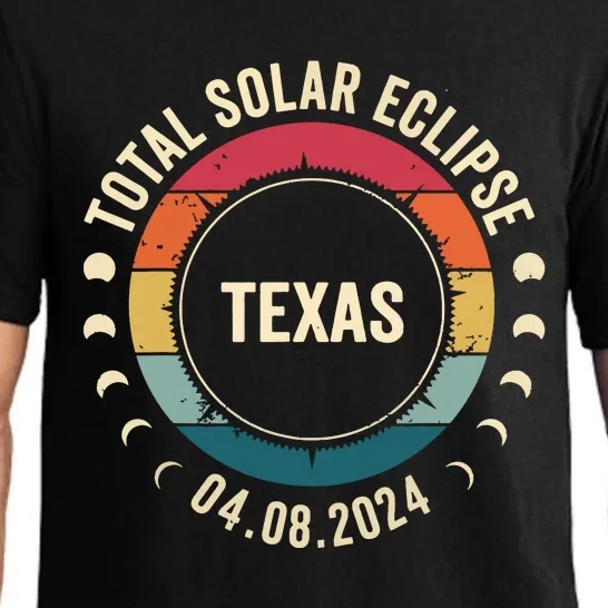 Retro Total Solar Eclipse April 8 2024 State Texas 40824 Pajama Set