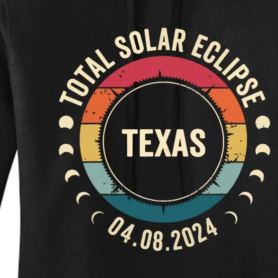 Retro Total Solar Eclipse April 8 2024 State Texas 40824 Women's Pullover Hoodie