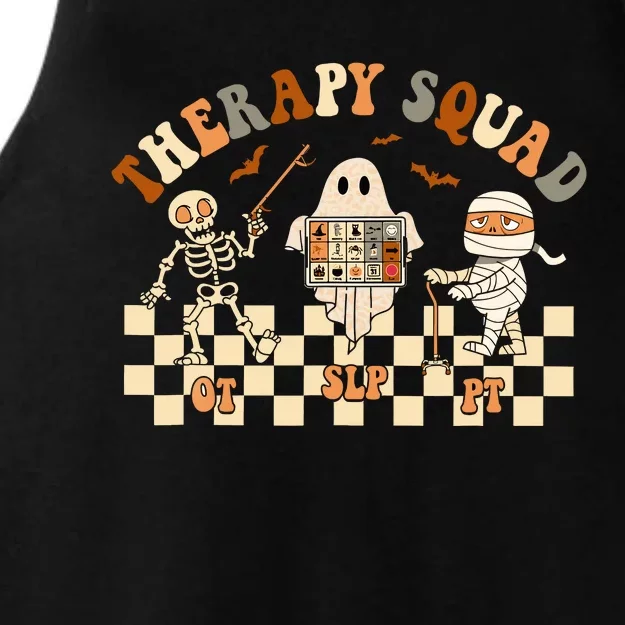 Retro Therapy Squad SLP OT PT Team Halloween Speech Physical Ladies Tri-Blend Wicking Tank