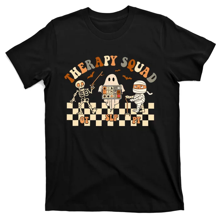 Retro Therapy Squad SLP OT PT Team Halloween Speech Physical T-Shirt