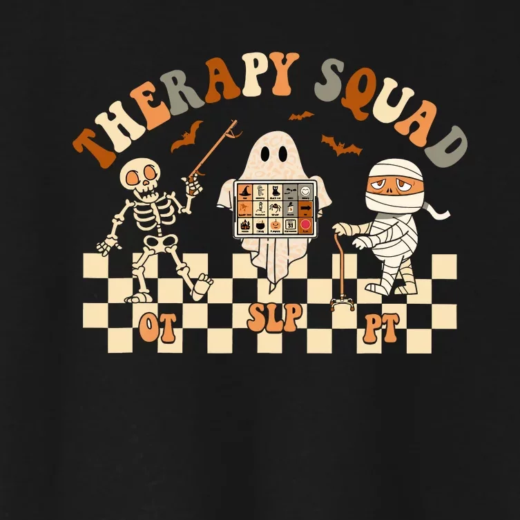 Retro Therapy Squad SLP OT PT Team Halloween Speech Physical Women's Crop Top Tee