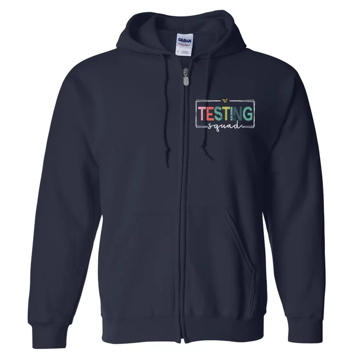 Retro Testing Squad Teacher Test Day Full Zip Hoodie