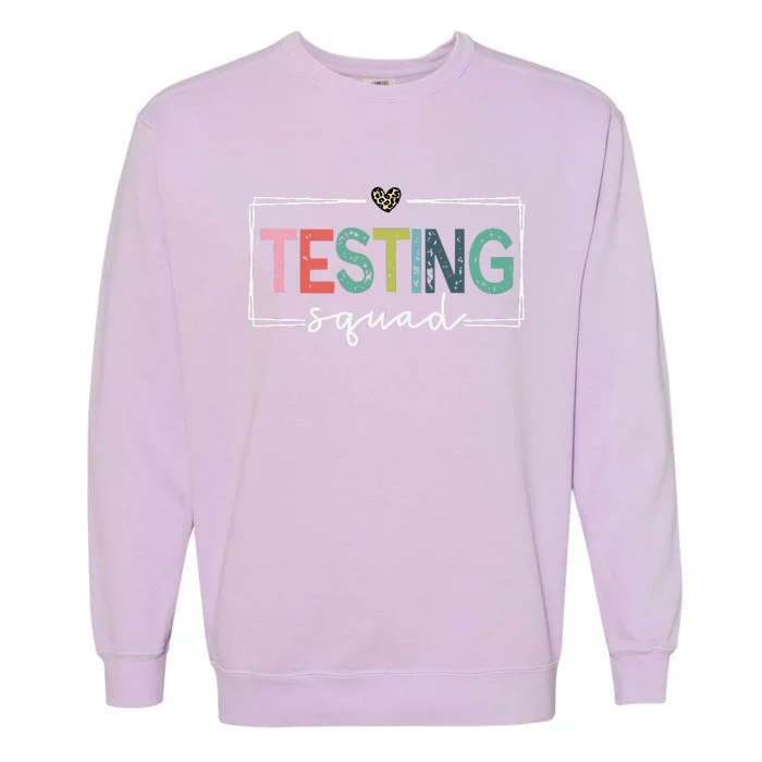 Retro Testing Squad Teacher Test Day Garment-Dyed Sweatshirt