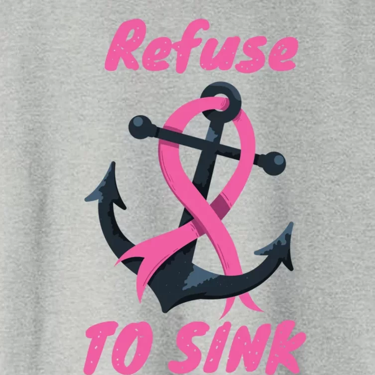 Refuse To Sink October Month Campaign Anchor Pink Ribbon Gift Women's Crop Top Tee