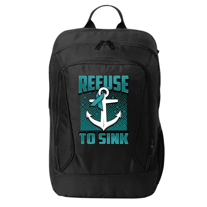 Refuse To Sink Ovarian Cancer Awareness Ribbon Funny Gift Great Gift City Backpack