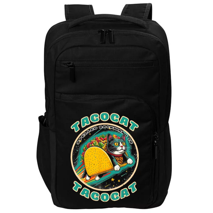 Retro Tacocat Spelled Backward Is Tacocat Funny Cat Impact Tech Backpack