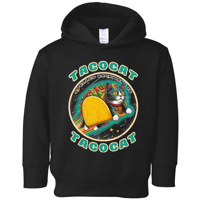 Retro Tacocat Spelled Backward Is Tacocat Funny Cat Toddler Hoodie