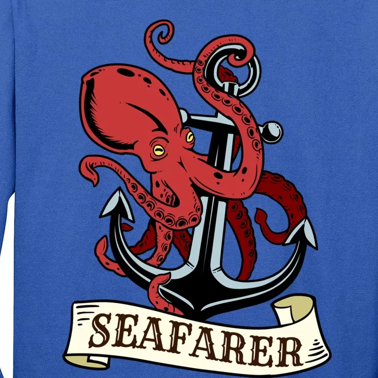 Retro Tattoo Sailing Gift Design Sailor Seafarer Sailboat Cute Gift Tall Long Sleeve T-Shirt