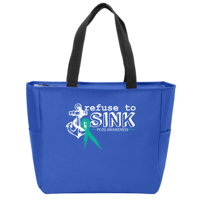 Refuse To Sink Pcos Awareness Polycystic Ovarian Syndrome Cool Gift Zip Tote Bag