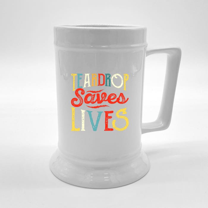 Retro Teardrop Save Lives RV Camping Camper Gift Front & Back Beer Stein