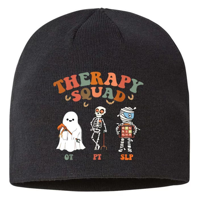 Retro Therapy Squad Slp Ot Pt Team Halloween Funny Physical 8 1/2in Sustainable Knit Beanie