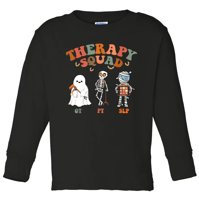 Retro Therapy Squad Slp Ot Pt Team Halloween Funny Physical Toddler Long Sleeve Shirt