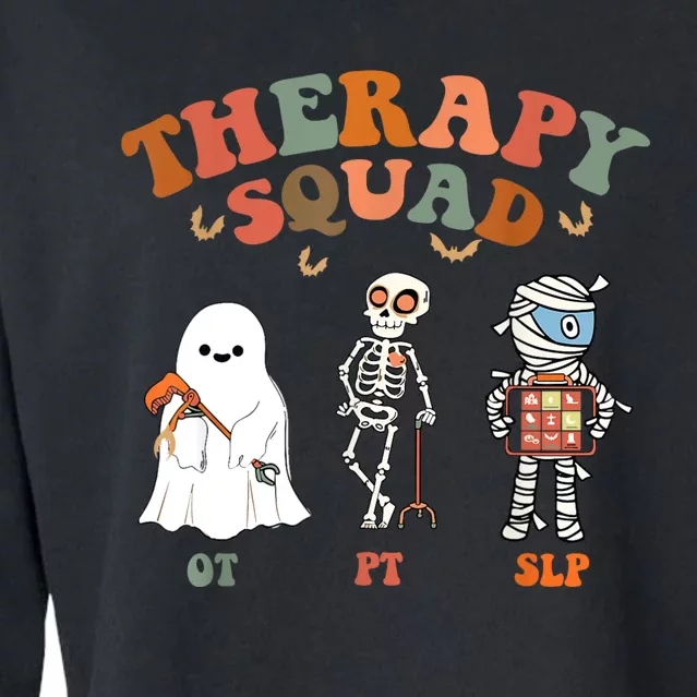 Retro Therapy Squad Slp Ot Pt Team Halloween Funny Physical Cropped Pullover Crew