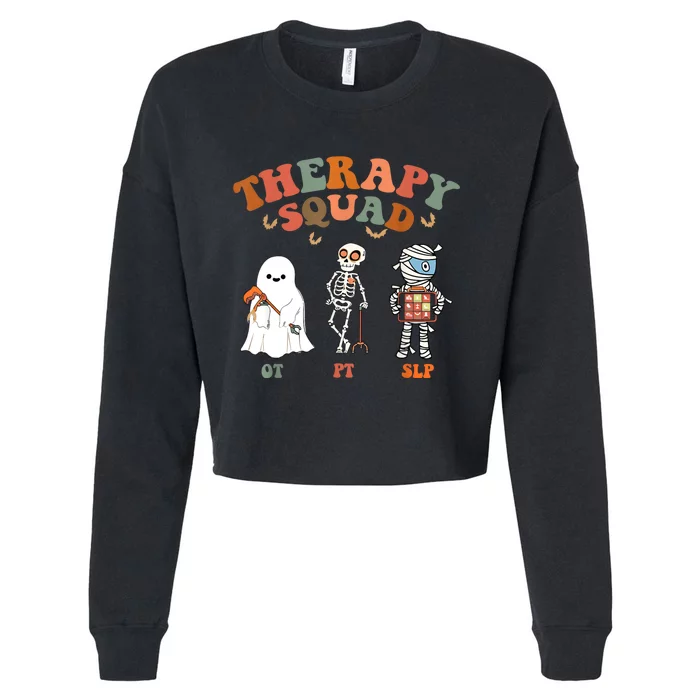 Retro Therapy Squad Slp Ot Pt Team Halloween Funny Physical Cropped Pullover Crew