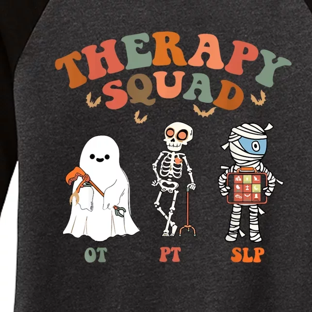 Retro Therapy Squad Slp Ot Pt Team Halloween Funny Physical Women's Tri-Blend 3/4-Sleeve Raglan Shirt