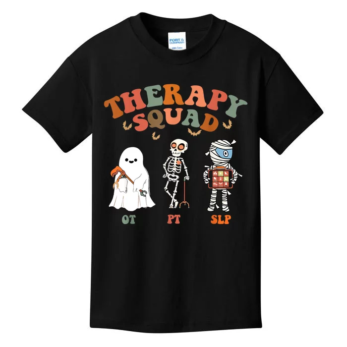 Retro Therapy Squad Slp Ot Pt Team Halloween Funny Physical Kids T-Shirt