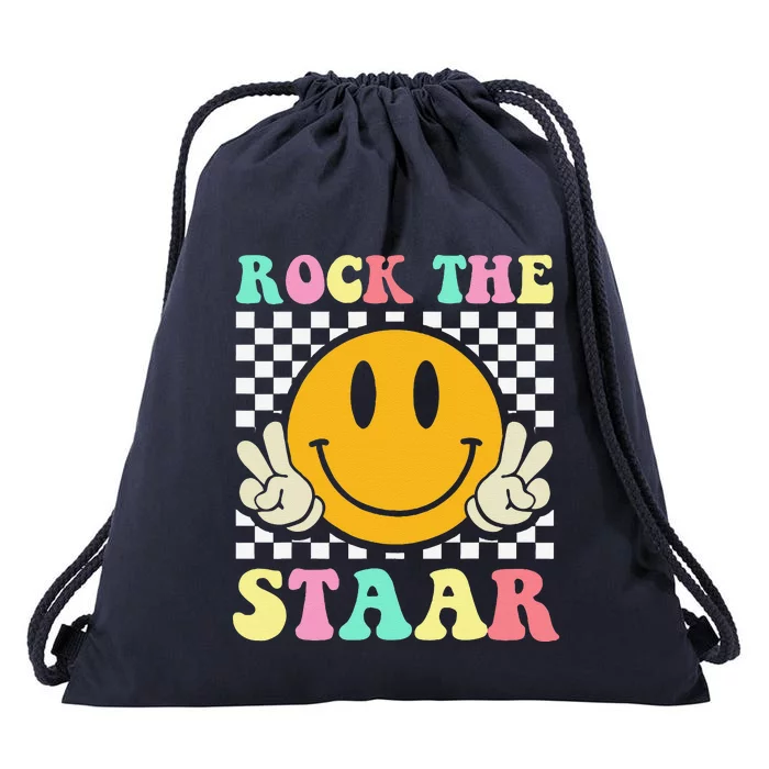 Rock The Staar Retro Smile Teacher Testing Test Day Drawstring Bag