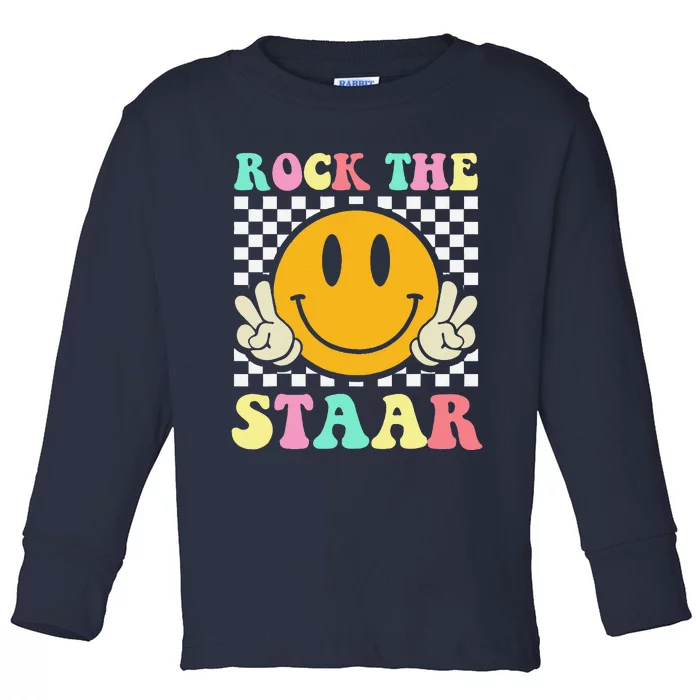 Rock The Staar Retro Smile Teacher Testing Test Day Toddler Long Sleeve Shirt