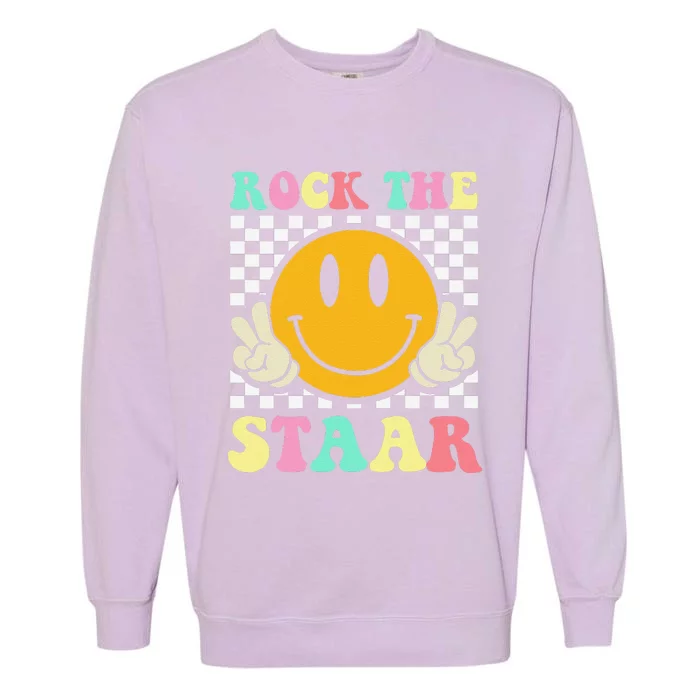 Rock The Staar Retro Smile Teacher Testing Test Day Garment-Dyed Sweatshirt