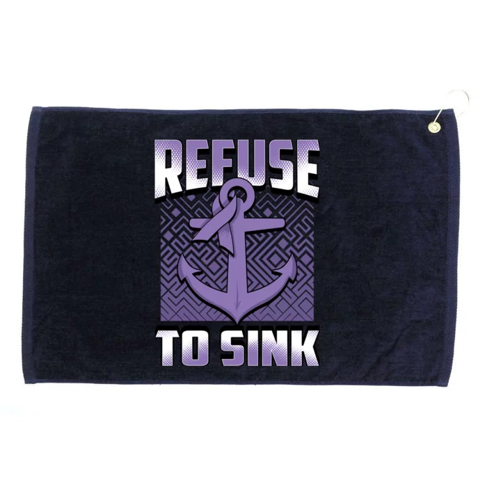 Refuse To Sink Stomach Cancer Awareness Ribbon Funny Gift Grommeted Golf Towel