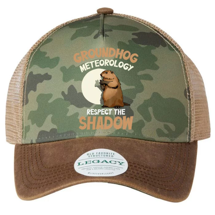 Respect The Shadow Meteorology Funny Groundhog Day Legacy Tie Dye Trucker Hat