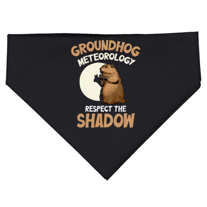 Respect The Shadow Meteorology Funny Groundhog Day USA-Made Doggie Bandana