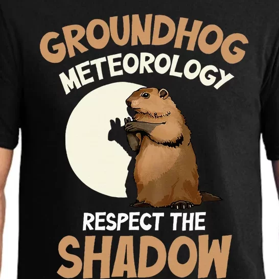 Respect The Shadow Meteorology Funny Groundhog Day Pajama Set