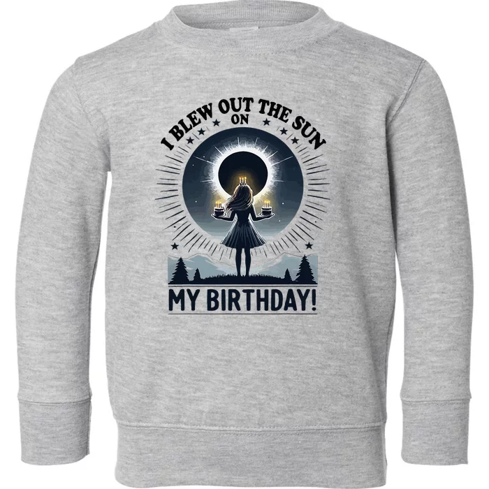 Retro Total Solar Eclipse I Blew Out The Sun On My Birthday Toddler Sweatshirt