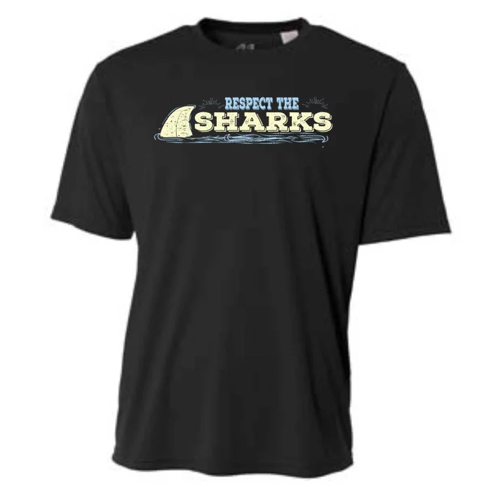 Respect The Sharks Shark Awareness Ocean Lover Gift Cooling Performance Crew T-Shirt