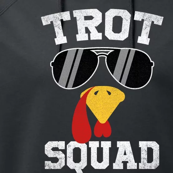 Running Turkey Sunglasses Trot Squad Thanksgiving Performance Fleece Hoodie