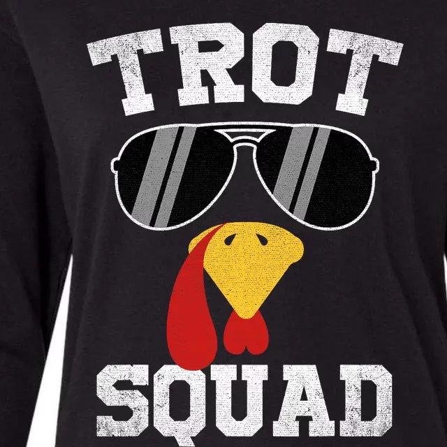 Running Turkey Sunglasses Trot Squad Thanksgiving Womens Cotton Relaxed Long Sleeve T-Shirt