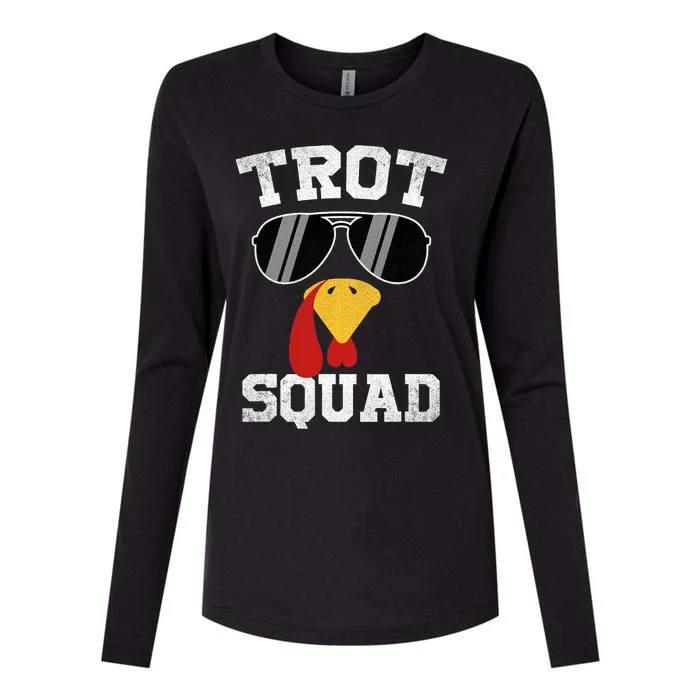 Running Turkey Sunglasses Trot Squad Thanksgiving Womens Cotton Relaxed Long Sleeve T-Shirt