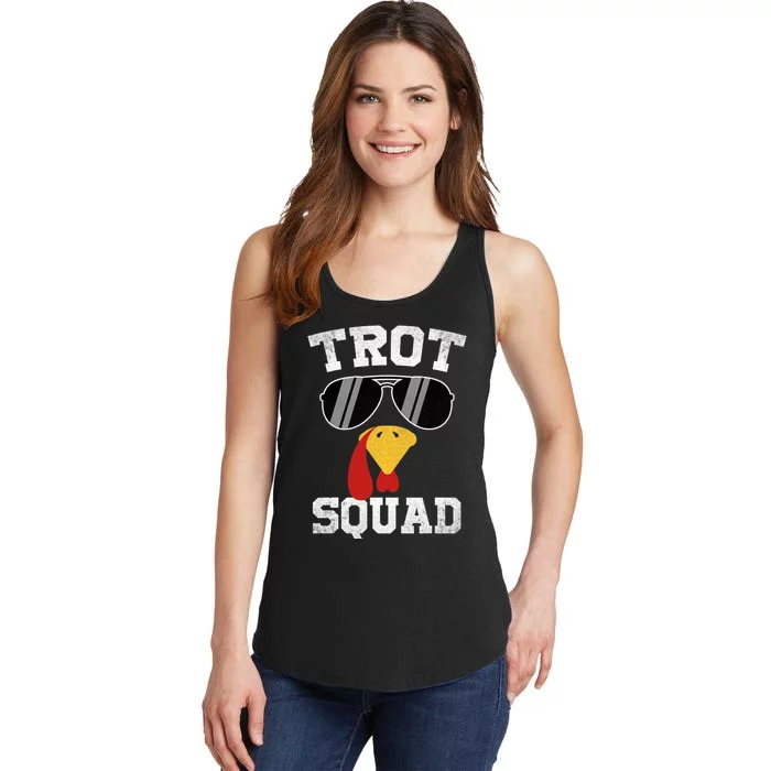 Running Turkey Sunglasses Trot Squad Thanksgiving Ladies Essential Tank