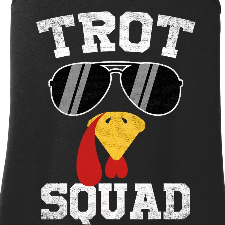 Running Turkey Sunglasses Trot Squad Thanksgiving Ladies Essential Tank