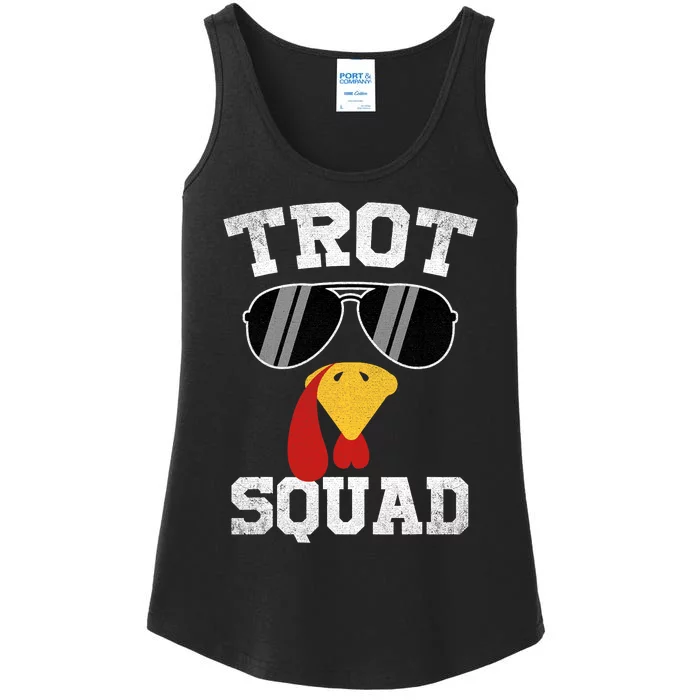 Running Turkey Sunglasses Trot Squad Thanksgiving Ladies Essential Tank