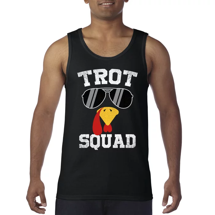 Running Turkey Sunglasses Trot Squad Thanksgiving Tank Top