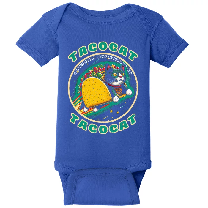 Retro Tacocat Spelled Backward Is Tacocat Funny Cat Baby Bodysuit