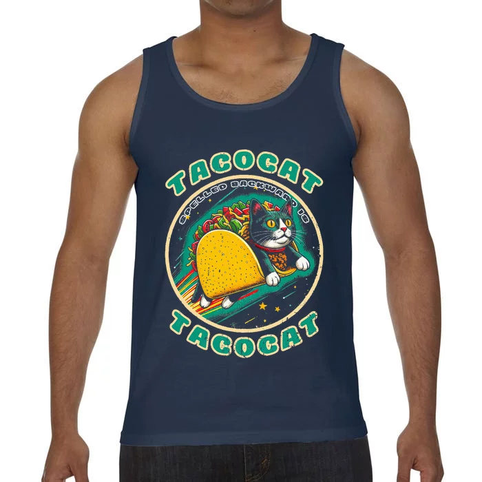 Retro Tacocat Spelled Backward Is Tacocat Funny Cat Comfort Colors® Tank Top