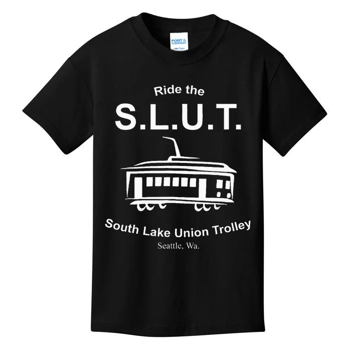 Ride The S.L.U.T. South Lake Union Trolley Seattle Kids T-Shirt