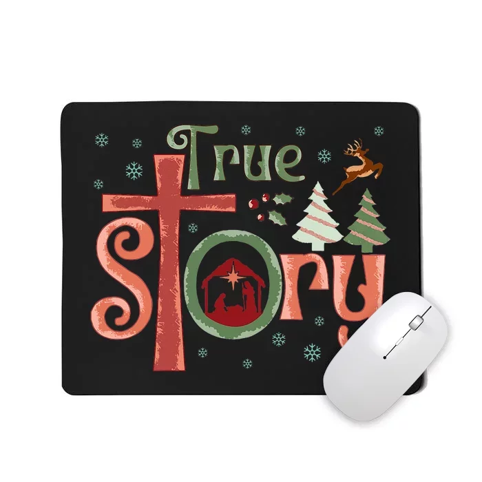 Retro True Story Jesus Christmas Nativity Scene Christian Mousepad