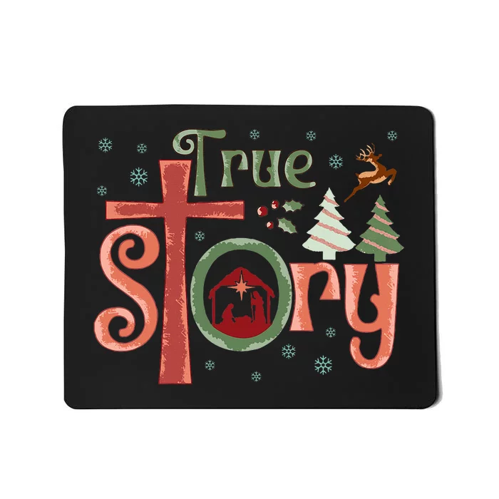 Retro True Story Jesus Christmas Nativity Scene Christian Mousepad