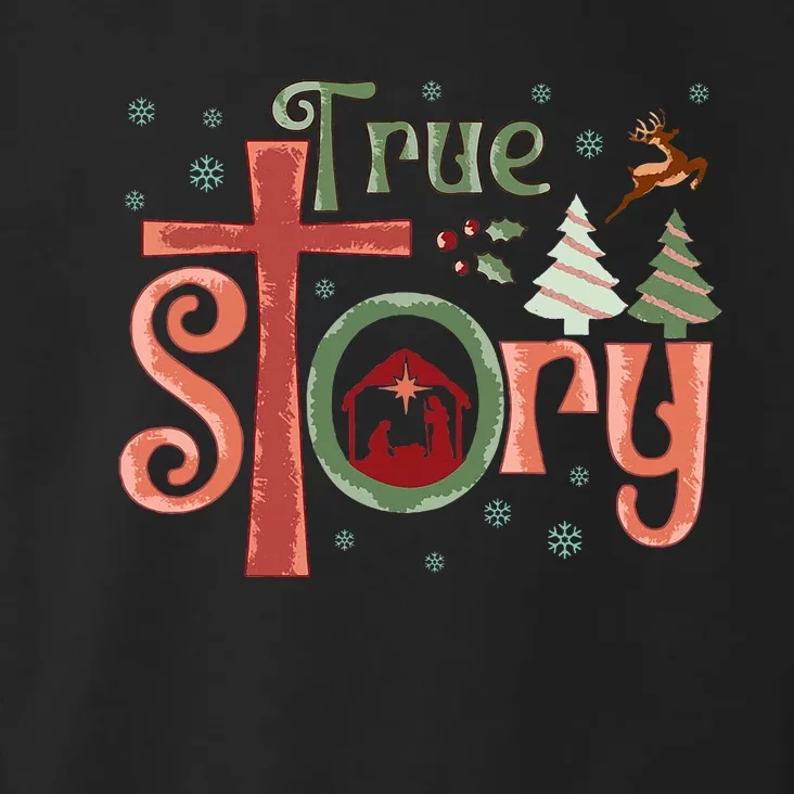 Retro True Story Jesus Christmas Nativity Scene Christian Toddler Hoodie