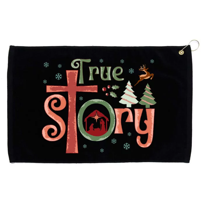 Retro True Story Jesus Christmas Nativity Scene Christian Grommeted Golf Towel