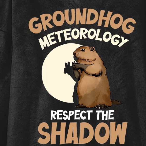 Respect The Shadow Meteorology Funny Groundhog Day Hooded Wearable Blanket